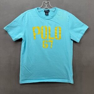 Polo Ralph Lauren Youth L 14-16 Turquoise Blue Yellow Polo 67 Graphic T-Shirt